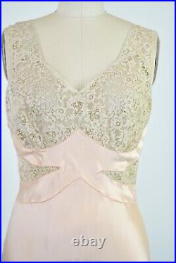 Vintage 1930s Bias Gown Sheer Lace Wedding Bridal 1940s Slipdress Slip Dress 30s