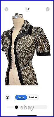 Vintage 1930s Black Liquid Rayon Satin Two Piece Slip Spiderweb Dress Set