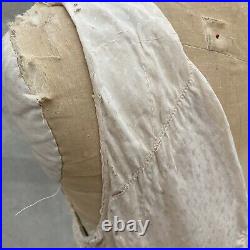 Vintage 1930s Cream Silk Dress Slip Bias Cut Maxi Floral Embroidery Dot Brocade
