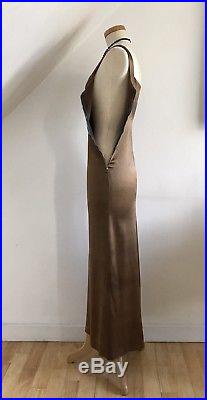 Vintage 1930s Dress Slip Bronze Satin Art Deco 30s Cocktail Gown Motley London