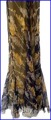 Vintage 1930s French Couture Art Deco Silk Chiffon Dress with Slip Under Dress