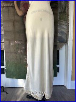 Vintage 1930s Ivory Silk Satin Lace Inset Hand Sewn Bias Cut Lingerie Slip Dress