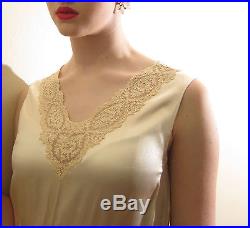 Vintage 1930s Ivory Silk Satin Rhinestone Wedding Dress Bridal Gown Party Slip M