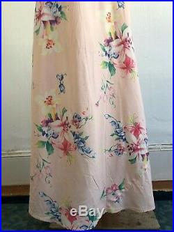 Vintage 1930s Large Format Floral Print Viscose Slip Dress Pink Art Deco VTG