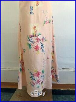 Vintage 1930s Large Format Floral Print Viscose Slip Dress Pink Art Deco VTG