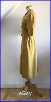 Vintage 1930s Linen Shirt Dress Slip 30s Art Deco Embroidery Unworn Designer