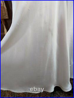 Vintage 1930s Liquid Satin Lace Night Gown Bed Jacket Maxi Dress Bias Cut Slip M