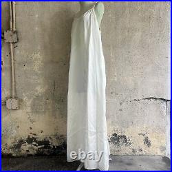 Vintage 1930s Pearly White Rayon Satin Slip Dress Full Length Strappy Volup