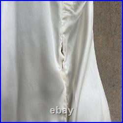 Vintage 1930s Pearly White Rayon Satin Slip Dress Full Length Strappy Volup
