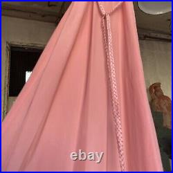 Vintage 1930s Pink Crepe Silk Slip Dress Braided Straps & Belt Maxi Barbizon