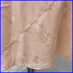 Vintage 1930s Pink Floral Brocade Dress Slip Embroidered Flowers Bias Cut Straps