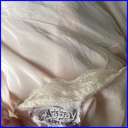 Vintage 1930s Pink Rayon Slip Dress Floral Net Lace Mesh Boudoir Romantic