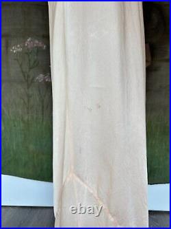 Vintage 1930s Pink Silk Puff Sleeve Art Deco Lingerie Slip Dress