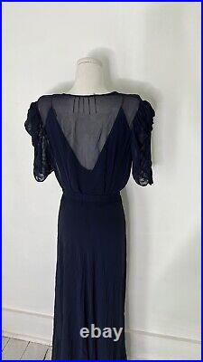Vintage 1930s Silk Chiffon And Bias Cut Slip Dress Set