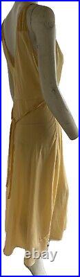 Vintage 1930s Yolande Art Deco Handmade Silk Bias Cut Slip Dress with Appliqué