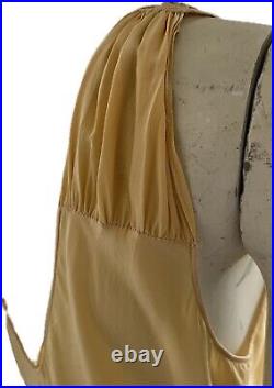 Vintage 1930s Yolande Art Deco Handmade Silk Bias Cut Slip Dress with Appliqué