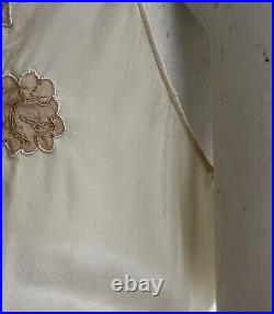 Vintage 1930s Yolande Art Deco Silk Lace Bias Cut Slip Dress Looks Unworn