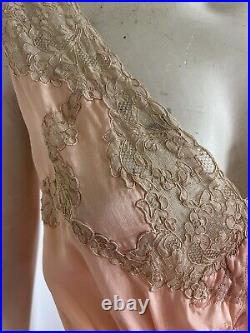 Vintage 1930s Yolande Art Deco Silk Lace Bias Cut Slip Dress Looks Unworn