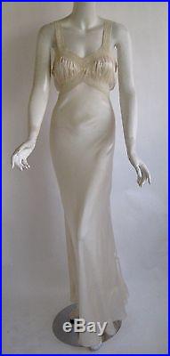 Vintage 1930s art deco designer dept store silk bias cut trousseau slip dress