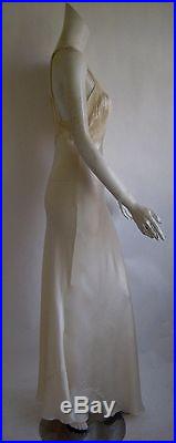 Vintage 1930s art deco designer dept store silk bias cut trousseau slip dress