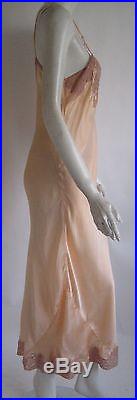 Vintage 1930s art deco silk lace bias cut grunge trousseau slip dress