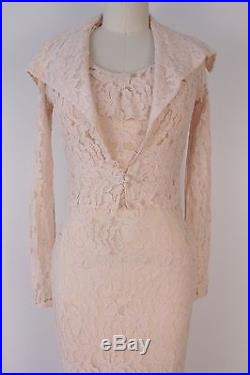 Vintage 1930s blush lace dress and jacket size S w slip NRA label Wedding