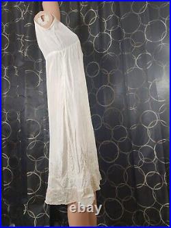 Vintage 1930s slip dress Size Medium silk lace Trim Underdress White Sold As Is