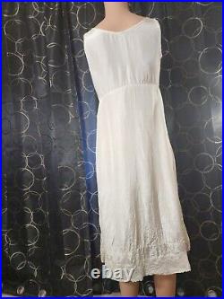 Vintage 1930s slip dress Size Medium silk lace Trim Underdress White Sold As Is