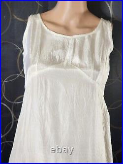 Vintage 1930s slip dress Size Medium silk lace Trim Underdress White Sold As Is