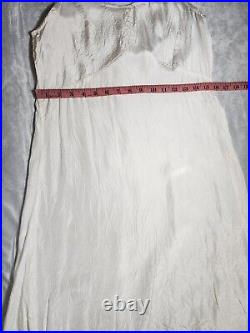 Vintage 1930s slip dress Size Medium silk lace Trim Underdress White Sold As Is