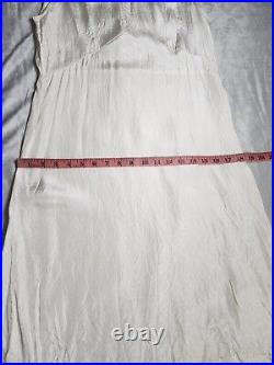 Vintage 1930s slip dress Size Medium silk lace Trim Underdress White Sold As Is