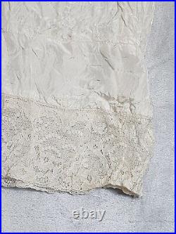 Vintage 1930s slip dress Size Medium silk lace Trim Underdress White Sold As Is