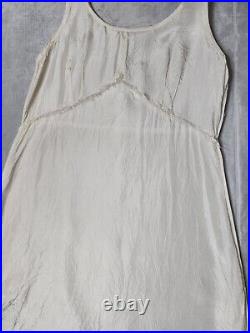 Vintage 1930s slip dress Size Medium silk lace Trim Underdress White Sold As Is