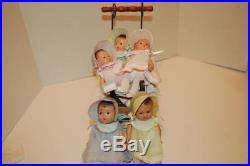 Vintage 1935 7.5 Dionne Quintuplets in new Dresses, slips, hats, bibs and diaper