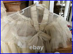 Vintage, 1936, Net Wedding Gown, Cape and Slip, Original Framed Wedding Portrait