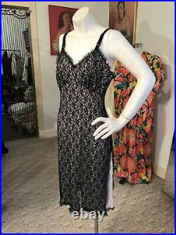 Vintage 1940/50's SHEER Powers Model Net Lace Slip Dress withSide Slits