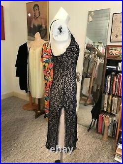 Vintage 1940/50's SHEER Powers Model Net Lace Slip Dress withSide Slits