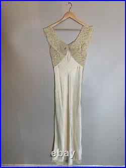 Vintage 1940's Bodice Slip Dress Women's Ivory Lace Intimates Lingerie Rare