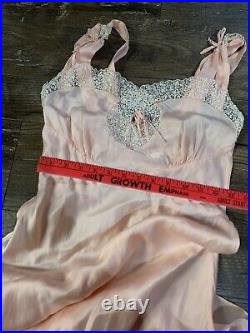 Vintage 1940's Laros Bodice Slip Dress Women's Pink Lace Intimates Lingerie Rare