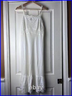 Vintage 1940's Styled By Christine Eyelet Lace Cotton Bow Tiered Slip Dress XS/S