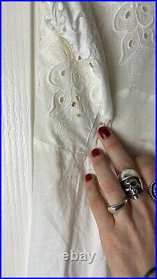 Vintage 1940's Styled By Christine Eyelet Lace Cotton Bow Tiered Slip Dress XS/S