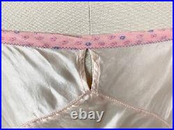 Vintage 1940s CC41 Lingerie Dress Slip Gown Satin Stepin Step In Sheer Bias Pink