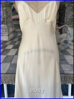 Vintage 1940s Fischer Ivory Silk Lace Bias Cut Slip Lingerie Dress