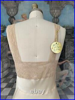 Vintage 1940s Fischer Ivory Silk Lace Bias Cut Slip Lingerie Dress