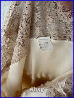 Vintage 1940s Fischer Ivory Silk Lace Bias Cut Slip Lingerie Dress