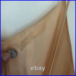 Vintage 1940s Peach Crepe Silk Maxi Slip Dress Bon Soir Tailored Barbizon