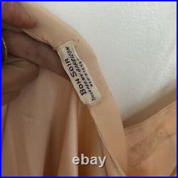 Vintage 1940s Peach Crepe Silk Maxi Slip Dress Bon Soir Tailored Barbizon