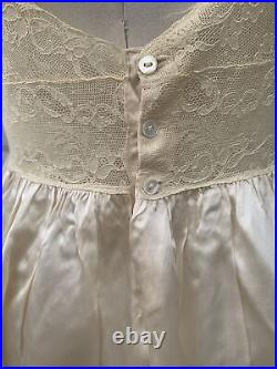 Vintage 1940s Satin Lace Back Button Slip Dress XS/small Bust 35