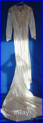 Vintage 1940s WWII Era Ivory Satin Wedding Dress, Slip, Veil & Photo beautiful