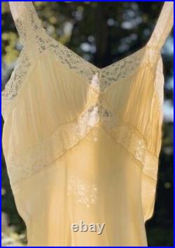 Vintage 1940s lemon chiffon silk slip dress